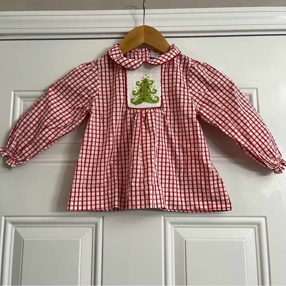 Magnolia Honey Boutique Long Sleeve Top Christmas Tree Embroidery Girl’s Sz 3
